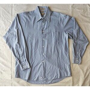 Milano Uomo  Men's Blue Long Sleeve Button Up Shirt Size 16 34/35